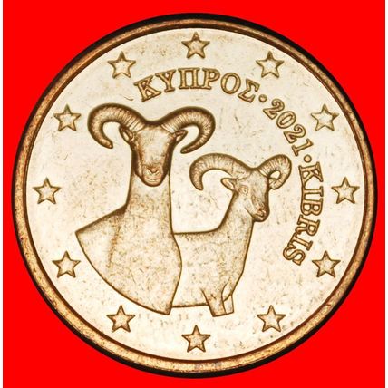 Ⰶ GREECE (2010-2024): CYPRUS ★2 EURO CENTS 2021 MOUFLONS! ★LOW START★NO RESERVE