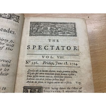RARE* 1717 "THE SPECTATOR" VOL 8 #556-635 ADDISON STEELE ANTIQUE BOOK (P3)