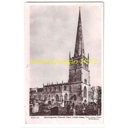 BROMSGROVE CHURCH FROM INSIDE TREES, WORCS, ENGLAND, 1908, Postcard