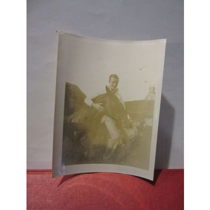 YOUNG MAN AND HIS HORSE 2 x vintage photographs =