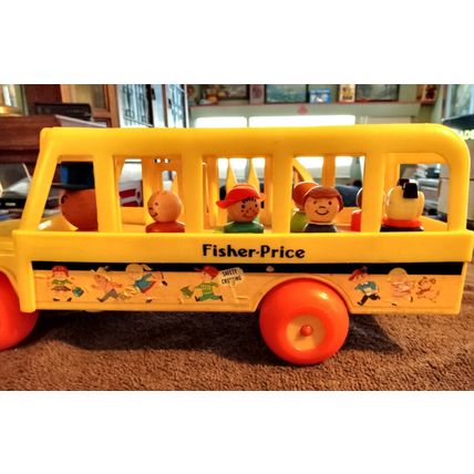 Old Vintage Original Fisher Price School Bus # 192 12 1/2" Long Working 1965