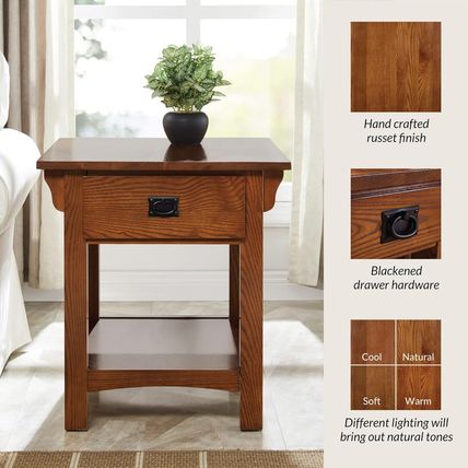 Leick Home 8222-SC Mission Impeccable End Table with Locking Secret Compartment,