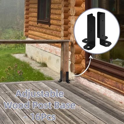 16Pcs Adjustable Post Base Bracket Fit 1.5X1.5, 2X2, 2X4, 4X4 Post Deck Post Anc