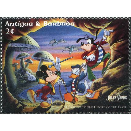 Antigua and Barbuda. 1996. Mickey, Donald and Goofy Entering Cave (MNH **) Stamp