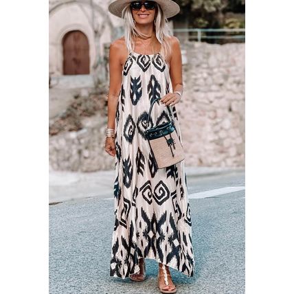 Black Western Aztec Printed Fashion Vacation Sundress