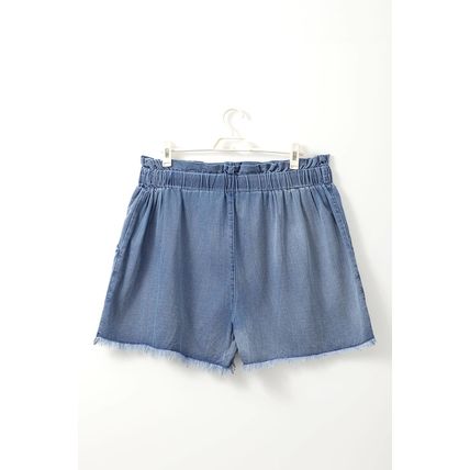 Dusk Blue Raw Hem Lace-up High Waist Plus Size Denim Shorts