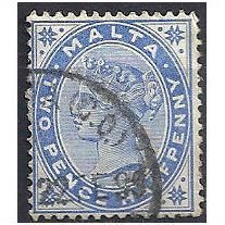 Malta 1885 SG25 2 1/2d Bright Blue Fine Used - Remainders ..