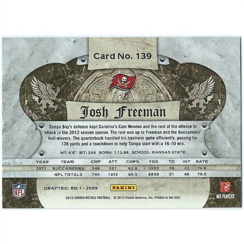 2012 Panini Crown Royale - #139 - Josh Freeman