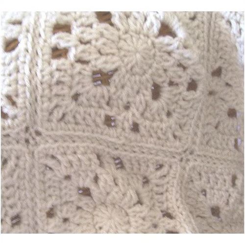 Blanket #1 baby comforter lapghan knee warmer crochet ecru 29 inch X 29 inch