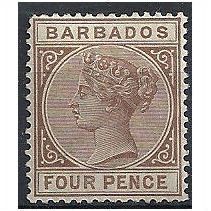 Barbados 1885 SG98 4d Pale Brown Mounted Mint . ..