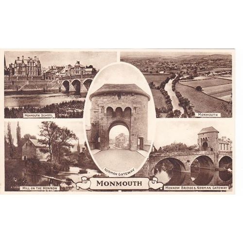 Black & White Multi View Of Monmouth Monmouthshire Postcard (MON71404)