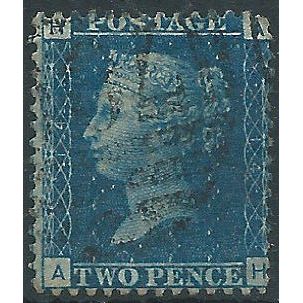 1858 SG47 2d Blue Plate 14 Good/Fine Used Check Letters "AH".