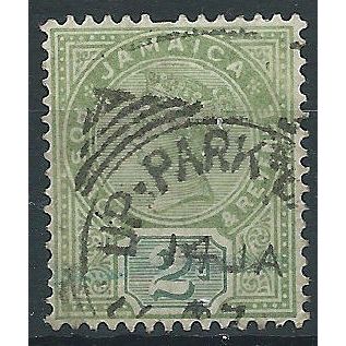 Jamaica 1889 SG28 2d Green Fine Used . ..