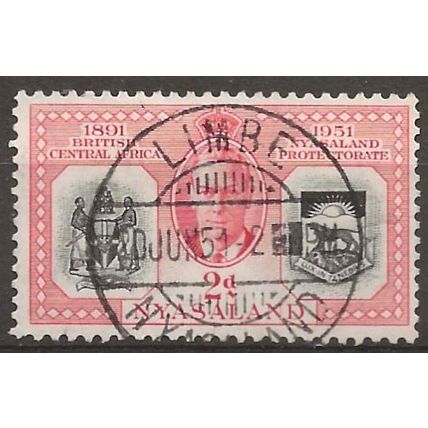 Nyasaland 1951 SG167 2d Black & Scarlet Diamond Jubilee Fine Used .