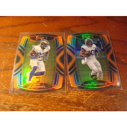 2020 Panini Select, 7-Die Cut Prizms, Yellow/Purple, AKERS/GAROPPOLO ++