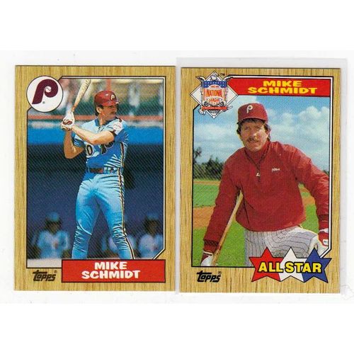 Lot of Two 1987 Topps Mike Schmidt cards- #430, #597 - HOF- Phillies