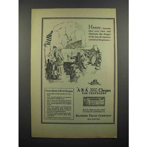 1922 ABA Travelers Cheques Ad - Handy