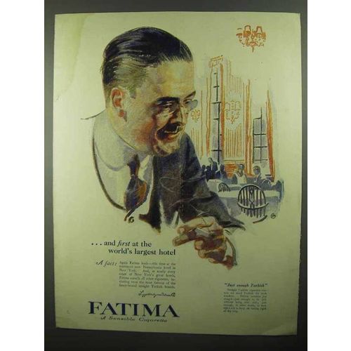 1920 Fatima Cigarettes Ad - At World's Largest Hotel