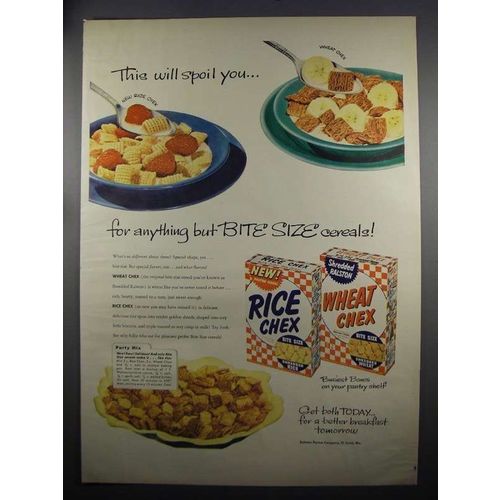 1952 Ralston Rice Chex & Wheat Chex Ad - Will Spoil You