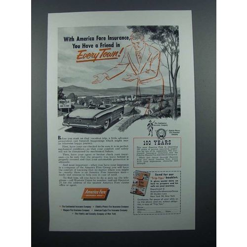 1953 America Fore Insurance Ad - Every Town