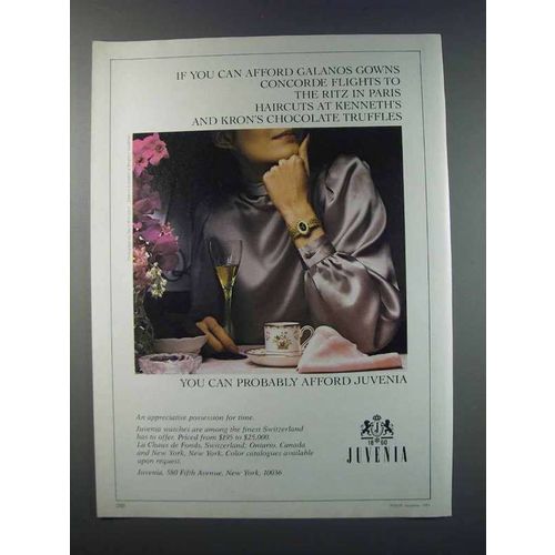 1981 Juvenia Watches Ad - You Can Afford Galanos Gowns