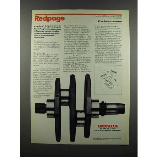 1983 Honda Offset, Dual-pin Crankshaft Ad