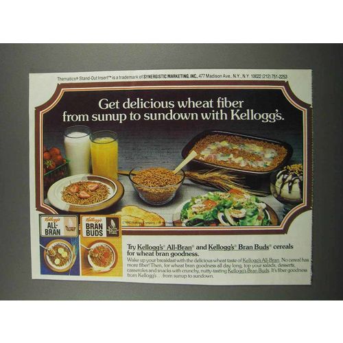1983 Kellogg's All-Bran and Bran Buds Cereal Ad - Delicious
