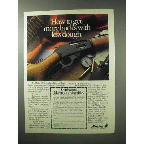 1983 Marlin 30/30 Rifle Ad - More Bucks With Less Dough