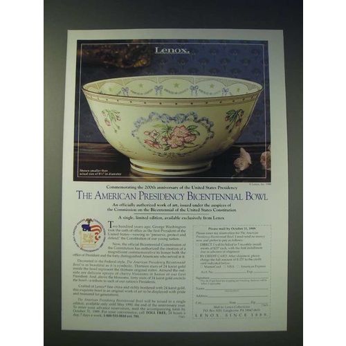 1989 Lenox The American Presidency Bicentennial Bowl Ad