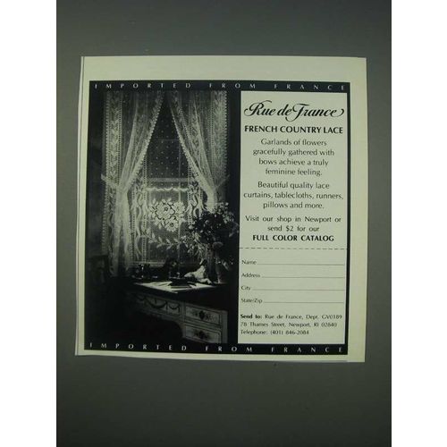 1989 Rue de France French Country Lace Ad - Imported from France