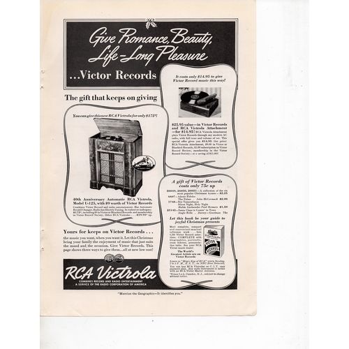 RCA Victrola vintage magazine Print Ad December 1938