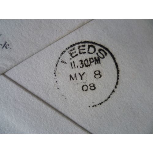 1908 GB KEVII 1d Cover York Leeds Ripley cancels Frederick Mitchell
