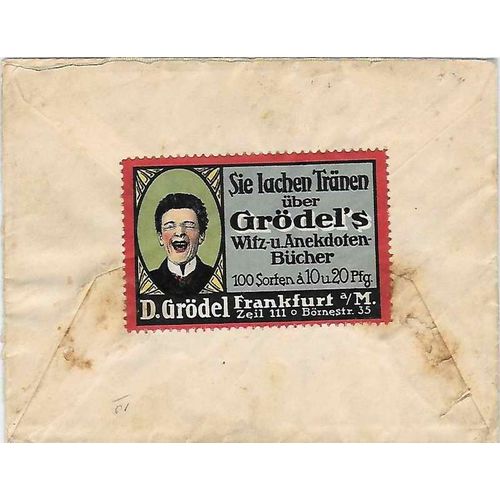 Luxembourg Letter Rate Internal Mail 1914 with Book Advertising Label (Jokes)