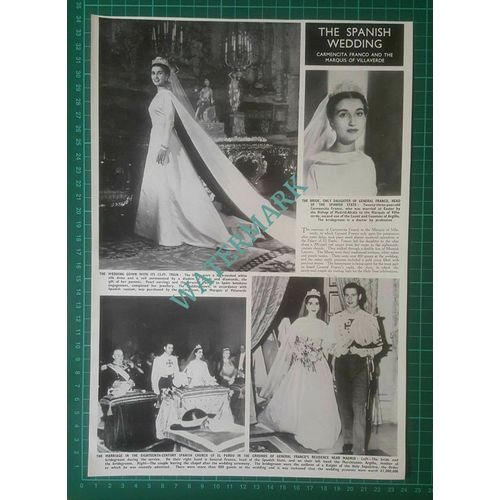(X481) Carmencita Franco & Marquis of Villaverde Wedding Spain El Pardo - 1950