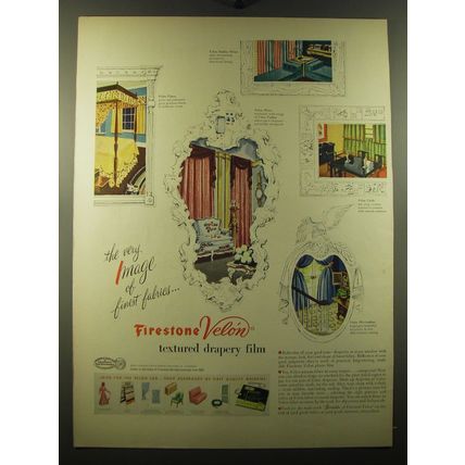 1950 Firestone Velon Ad - The very image of finest fabrics