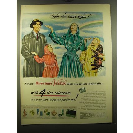 1950 Firestone Velon Ad - Rain rain come again