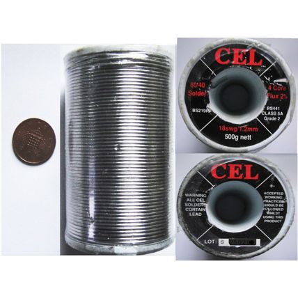 Lead Solder, 60/40 Lead / Tin, 18 SWG, 1/2 Kilo (500gm), New Old Stock. SOLDER !