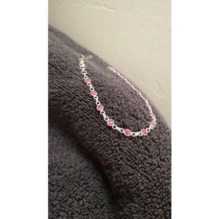 Pink Rubie bracelet with adjustable clasp 8-inch Solid Silver