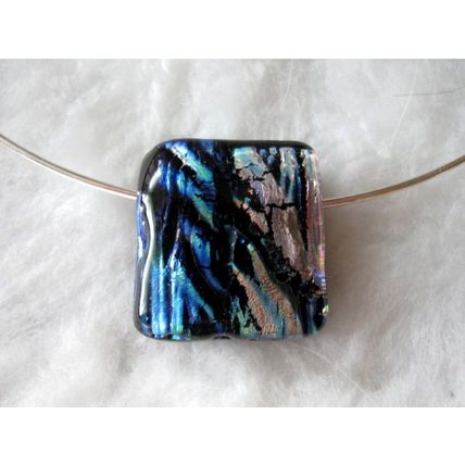 Dichroic Fused Glass Slide Pendant, pink/blue, id:slide10