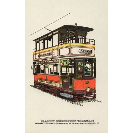 Glasgow 1915 WW1 Built Old Bus To University Tram Postcard