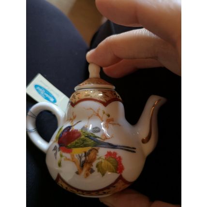 Small Collectors tea Pot floral and birds by porcelain art