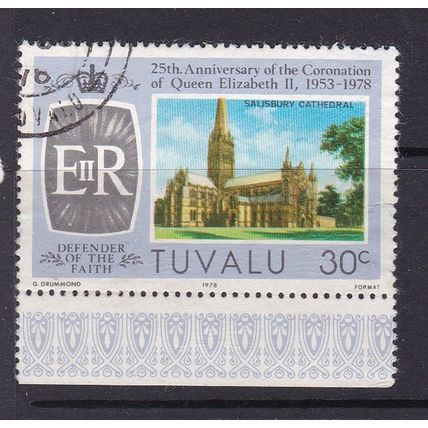 TUVALU 1978 25th ANNIV CORONATION 30c USED SG90