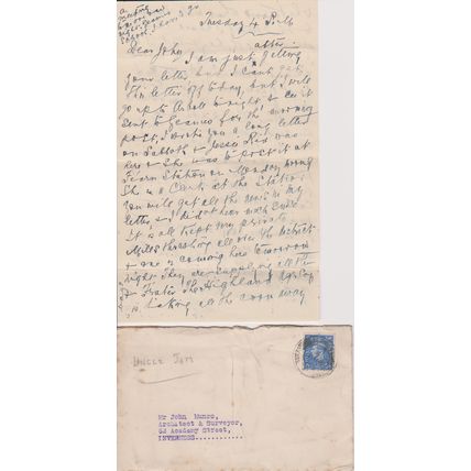 GB 1940 letter from student at boarding school to uncle in Inverness John Munro