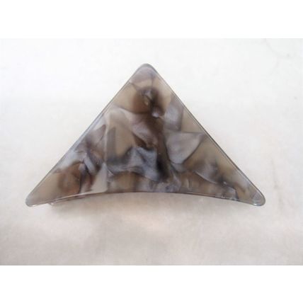 Medium blue or taupe marbled triangle acrylic and metal hair claw clip