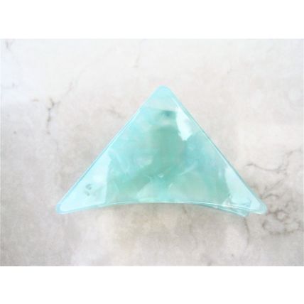 Medium blue or taupe marbled triangle acrylic and metal hair claw clip