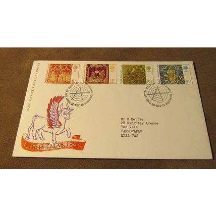 1976 GB FDC Cover - Christmas / Embroidery set