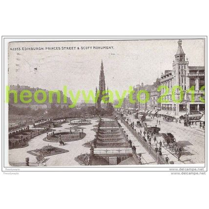 EDINBURGH, PRINCES STREET & SCOTT MONUMENT SCOTLAND, 1910s, Postcard