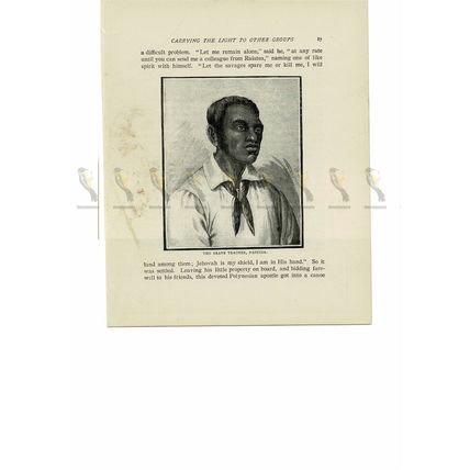 Brave Teacher Papeiha, French Polynesia, Book Illustration (Print), 1894