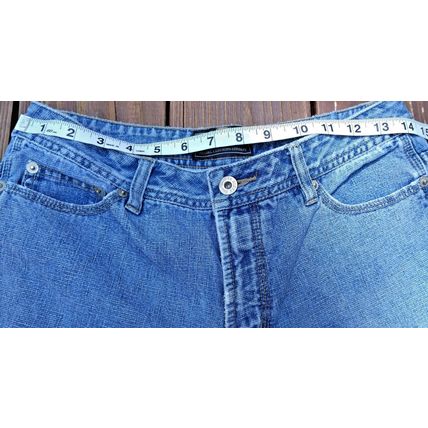 Women's Route 66 Washed Denim Relaxed Jeans Size 7/8 Wide Legs Split Hems Flaw