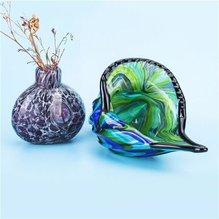 Hand Blown Blue Glass Murano Art Style Seashell Conch Sculpture Save The Ocean